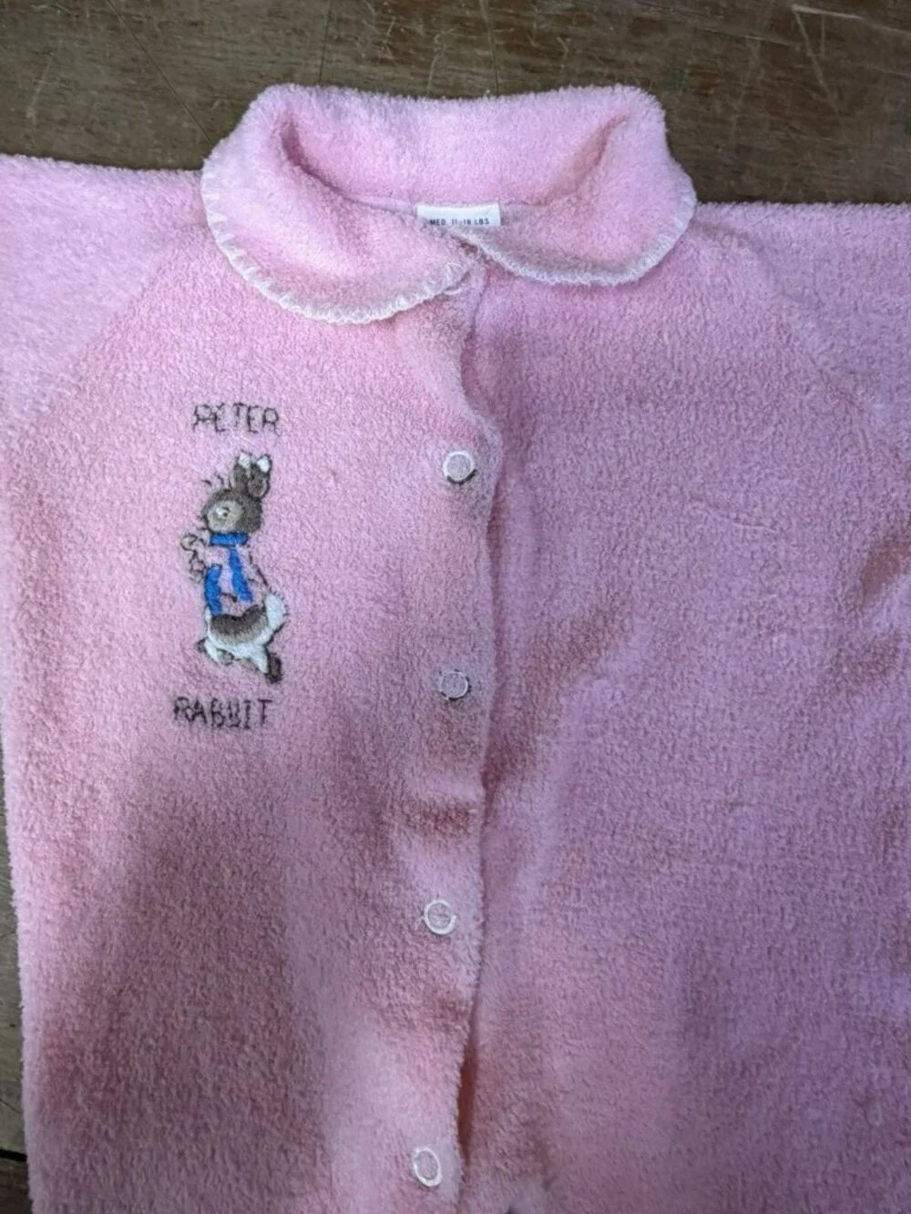 Vintage 1950s Peter Rabbit Pink Trimfit Terry Cloth Baby Sleeper Medium 11-18 LB
